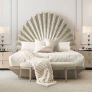 Eastern King Fan Bed Silver Leaf Finish Fantosini Collection By MIchael Amini 9091000EK3-834