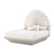 Eastern King Fan Bed Silver Leaf Finish Fantosini Collection By MIchael Amini 9091000EK3-834