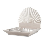 Eastern King Fan Bed Silver Leaf Finish Fantosini Collection By MIchael Amini 9091000EK3-834