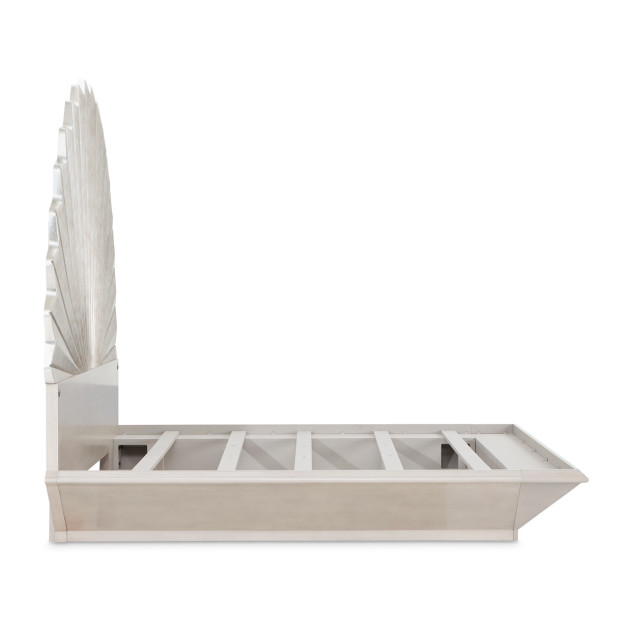 Eastern King Fan Bed Silver Leaf Finish Fantosini Collection By MIchael Amini 9091000EK3-834