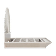 Eastern King Fan Bed Silver Leaf Finish Fantosini Collection By MIchael Amini 9091000EK3-834