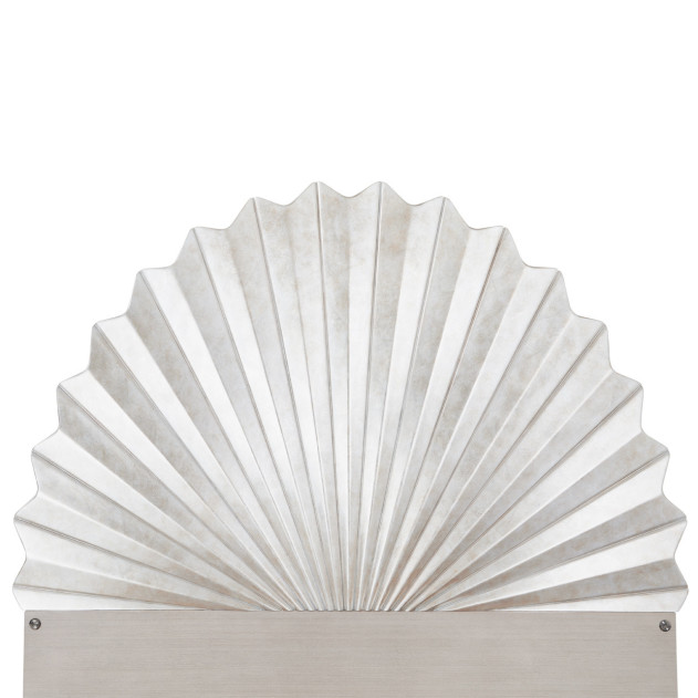 Eastern King Fan Bed Silver Leaf Finish Fantosini Collection By MIchael Amini 9091000EK3-834