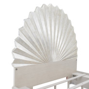 Eastern King Fan Bed Silver Leaf Finish Fantosini Collection By MIchael Amini 9091000EK3-834