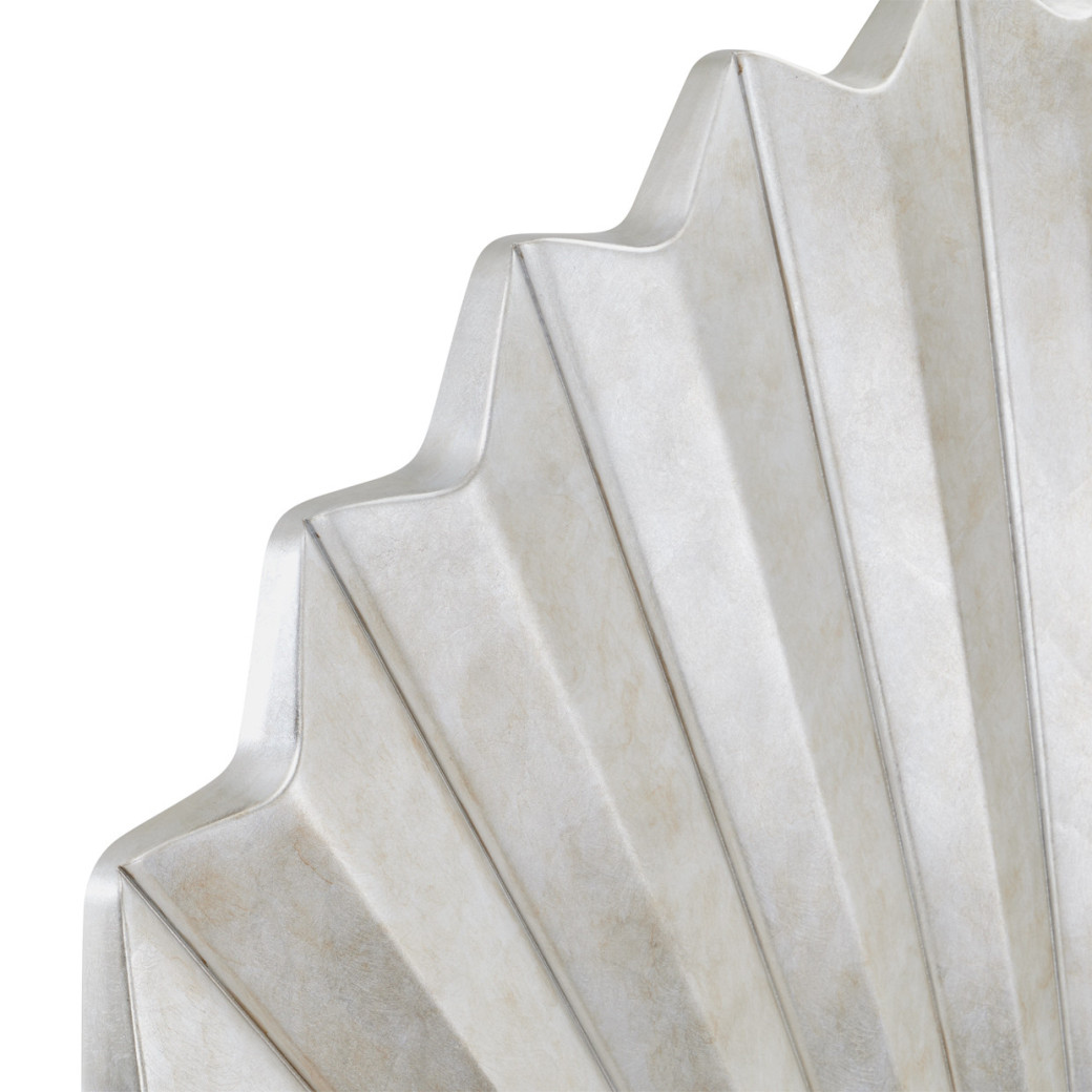 Eastern King Fan Bed Silver Leaf Finish Fantosini Collection By MIchael Amini 9091000EK3-834