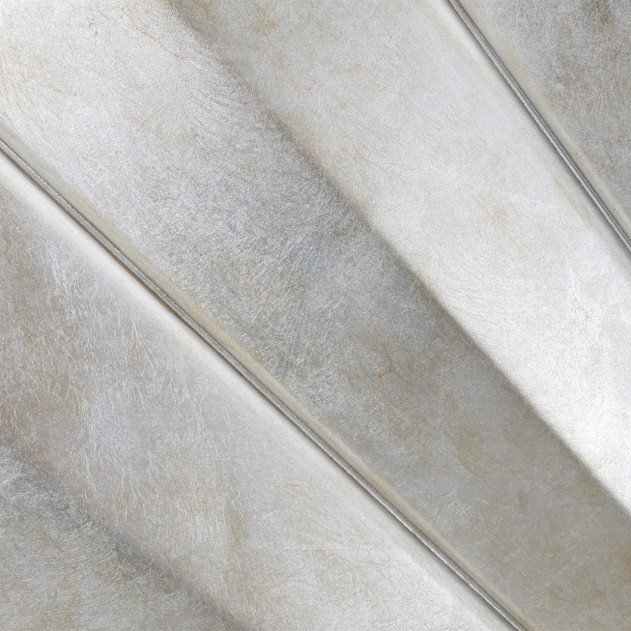 Eastern King Fan Bed Silver Leaf Finish Fantosini Collection By MIchael Amini 9091000EK3-834