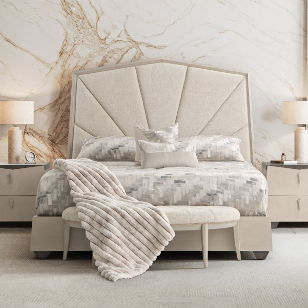 King Panel Bed Silver Mist Finish Fantosini By Michael Amini 9091014EK3-823