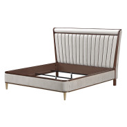 Eastern King Channel Tufted Panel Bed 3pc Walnut Finish Houston Collection By Michael Amini 9095000EK3-416