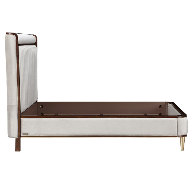 Eastern King Channel Tufted Panel Bed 3pc Walnut Finish Houston Collection By Michael Amini 9095000EK3-416