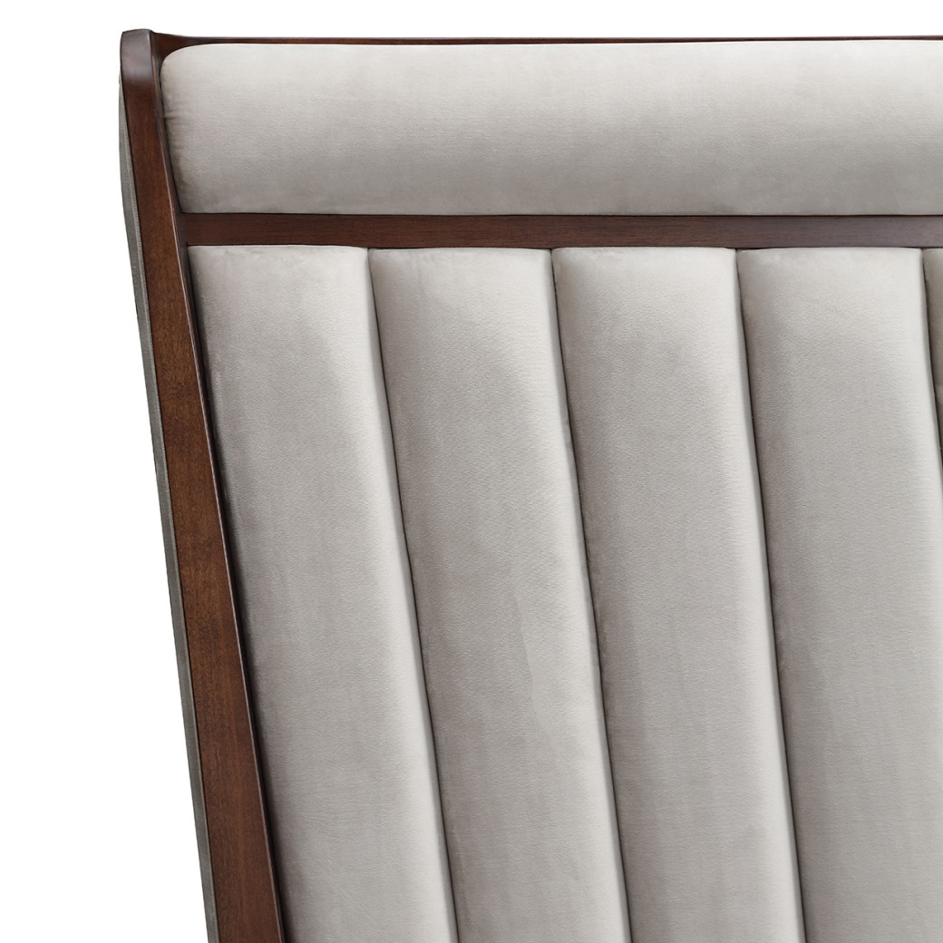 Eastern King Channel Tufted Panel Bed 3pc Walnut Finish Houston Collection By Michael Amini 9095000EK3-416