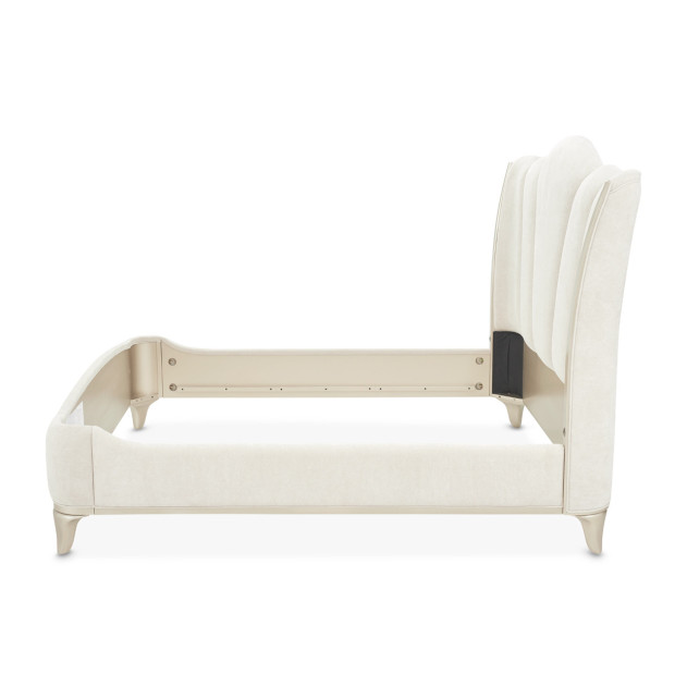 Queen Upholstered Bed (3pc) Creamy Pearl Finish La Marisia Collection By Micahel Amini  9089000QN3-112