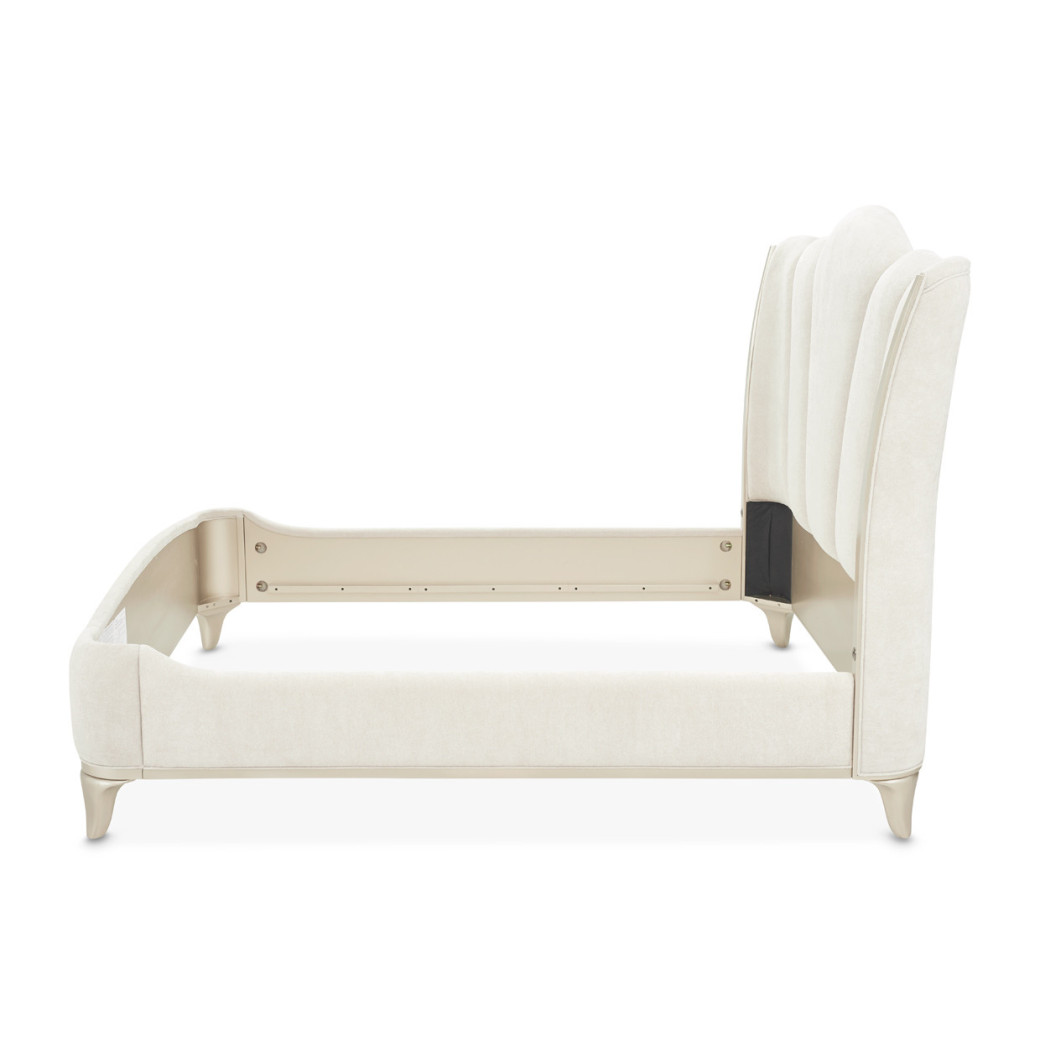 Queen Upholstered Bed (3pc) Creamy Pearl Finish La Marisia Collection By Micahel Amini  9089000QN3-112