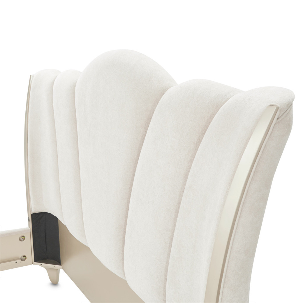 Queen Upholstered Bed (3pc) Creamy Pearl Finish La Marisia Collection By Micahel Amini  9089000QN3-112