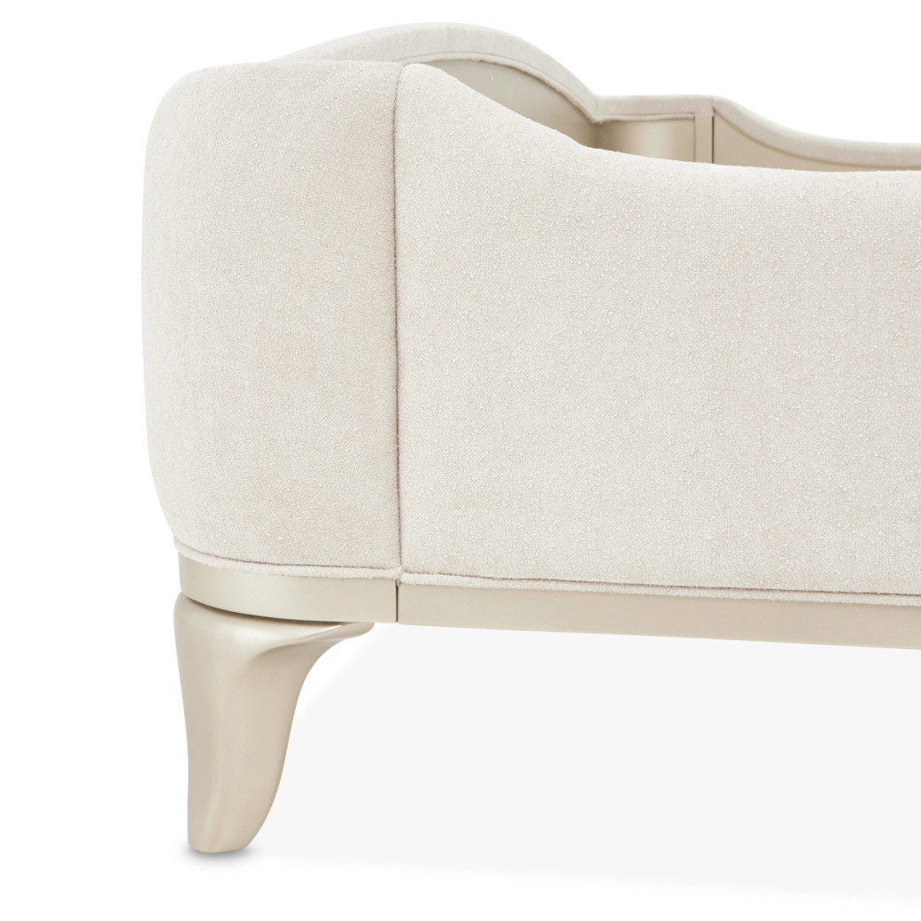 Queen Upholstered Bed (3pc) Creamy Pearl Finish La Marisia Collection By Micahel Amini  9089000QN3-112
