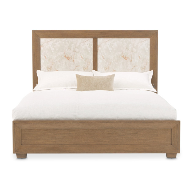 Queen Panel Bed with LED Lights Sienna Brown Finish Portrait Collection By Michael Amini 9031000QN3-225