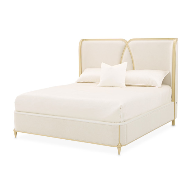 Queen Bed Light Champagne Finish Scotts square Collection by Michael Amini 9097000QN3-124
