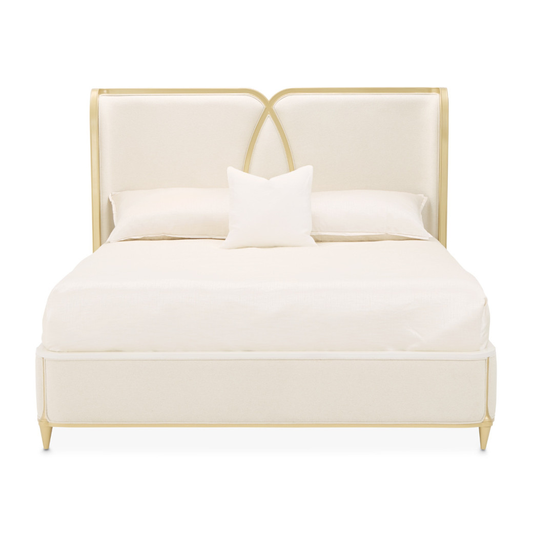 Queen Bed Light Champagne Finish Scotts square Collection by Michael Amini 9097000QN3-124