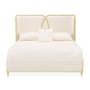 Queen Bed Light Champagne Finish Scotts square Collection by Michael Amini 9097000QN3-124