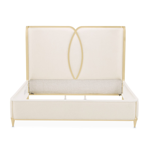 Queen Bed Light Champagne Finish Scotts square Collection by Michael Amini 9097000QN3-124
