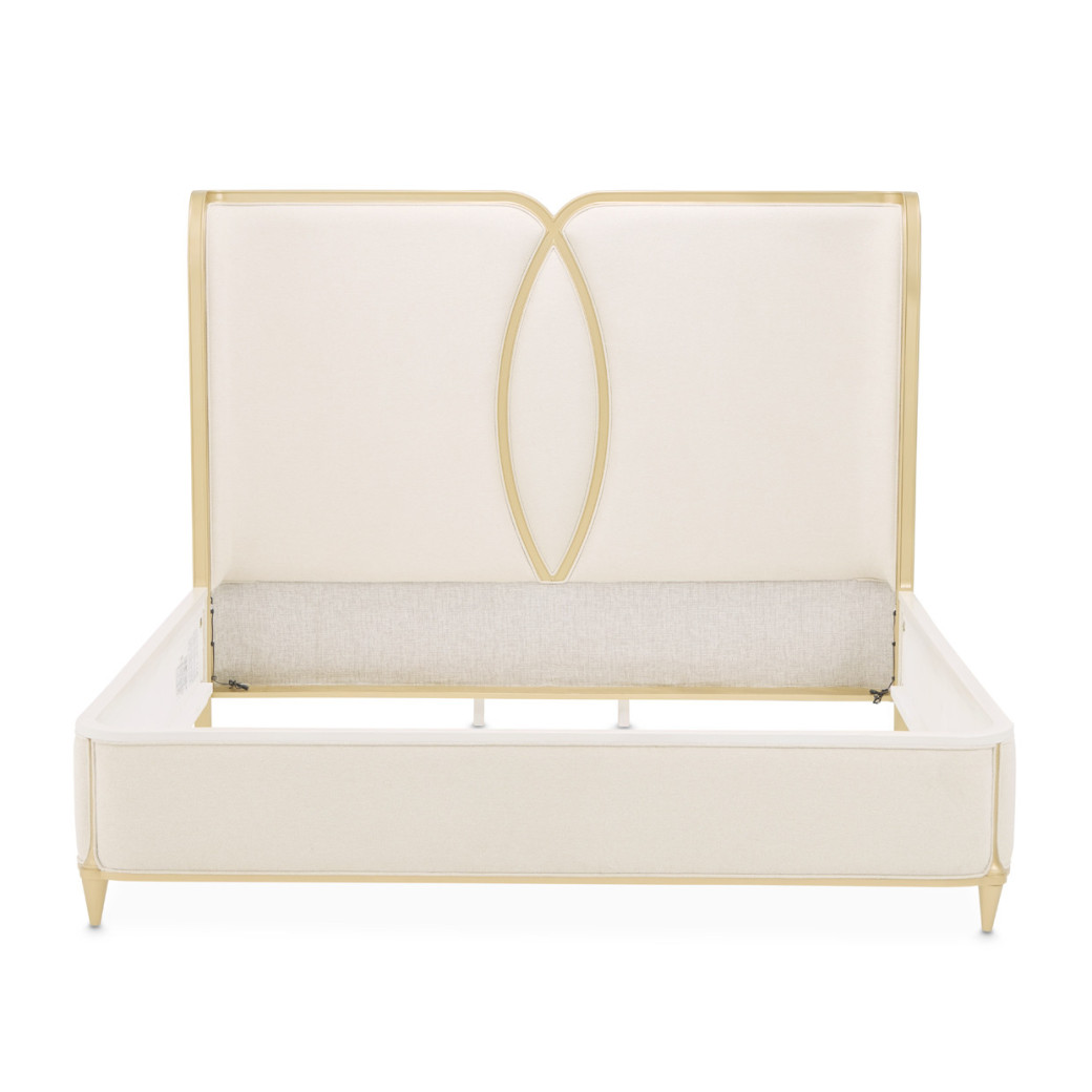 Queen Bed Light Champagne Finish Scotts square Collection by Michael Amini 9097000QN3-124