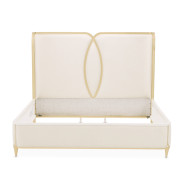 Queen Bed Light Champagne Finish Scotts square Collection by Michael Amini 9097000QN3-124