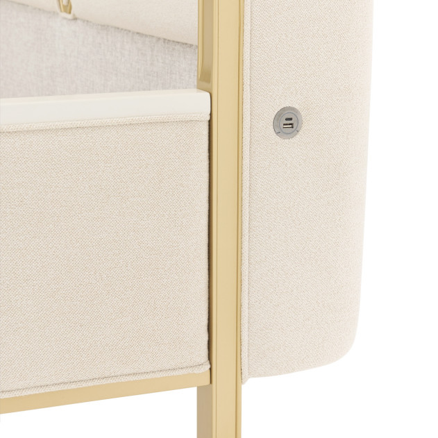 Queen Bed Light Champagne Finish Scotts square Collection by Michael Amini 9097000QN3-124