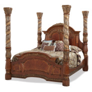 Eastern King Canopy Bed Classic Chestnut Finish Villa Valencia Collection by Michael Amini 72000EKCAN-55