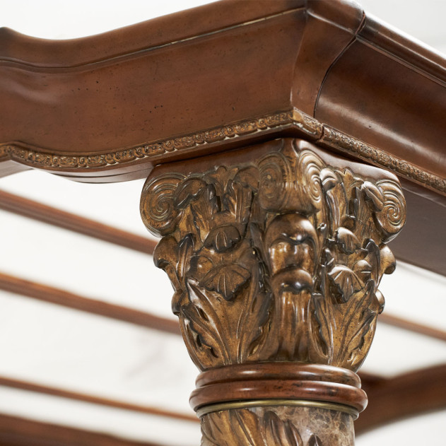 Eastern King Canopy Bed Classic Chestnut Finish Villa Valencia Collection by Michael Amini 72000EKCAN-55