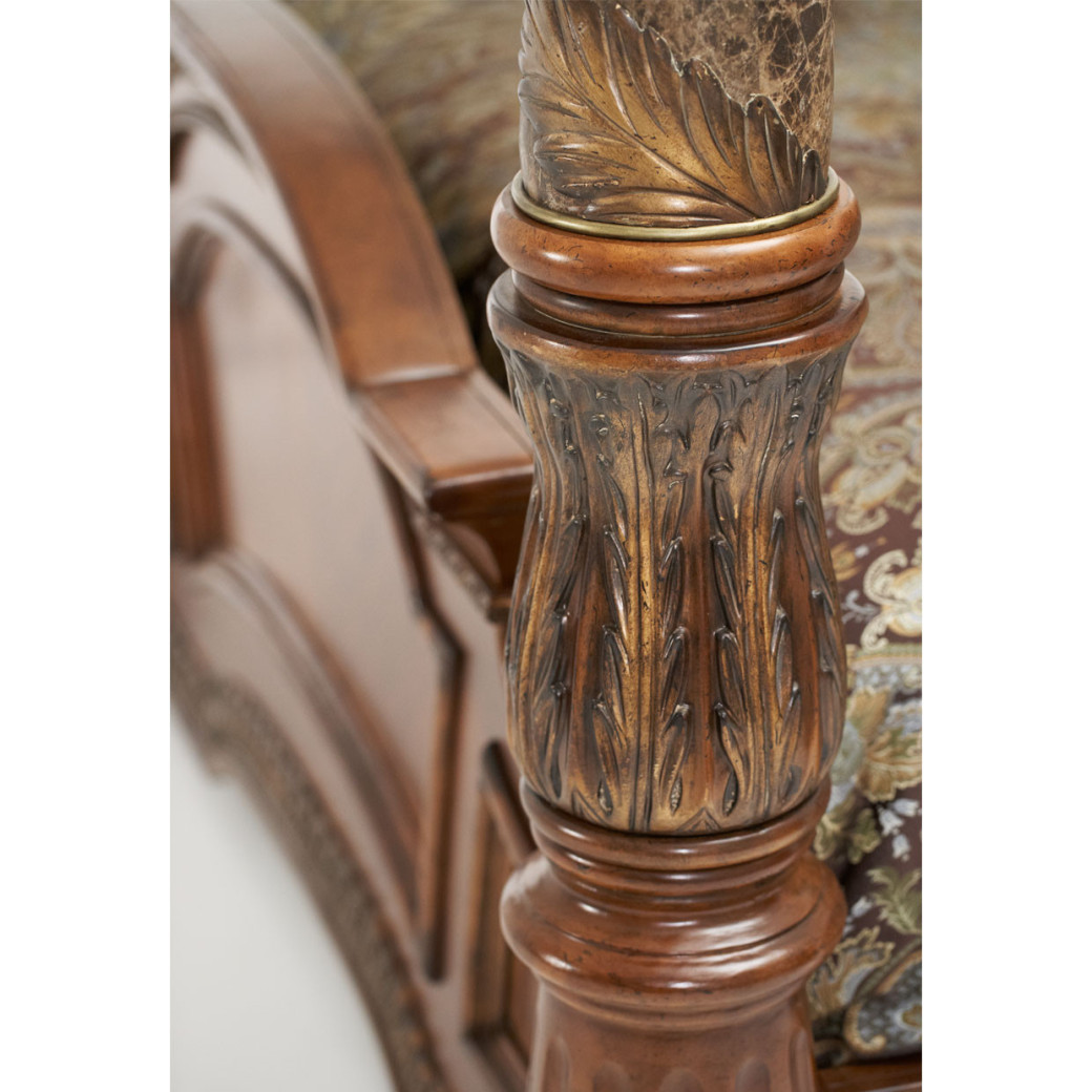 Eastern King Canopy Bed Classic Chestnut Finish Villa Valencia Collection by Michael Amini 72000EKCAN-55