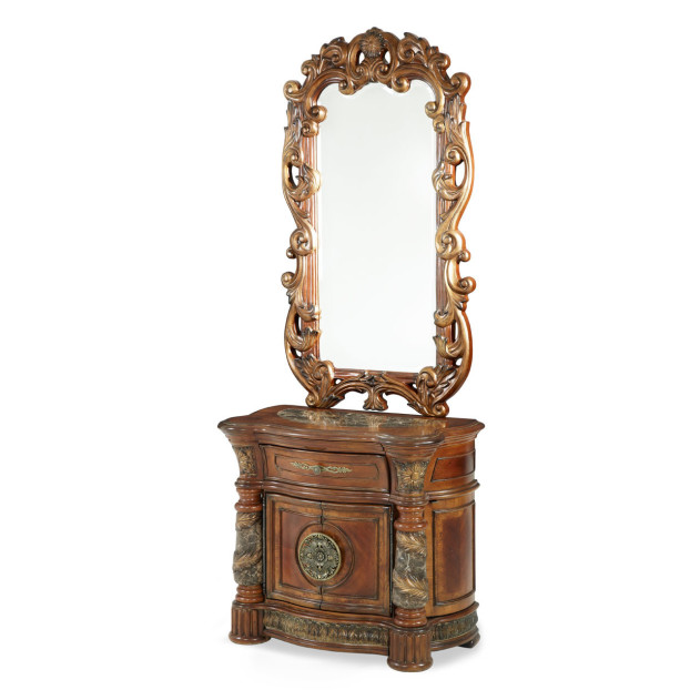 Bachelor Chest W/Decorative Mirror (2pc) Villa Valencia Collection By Michael Amini