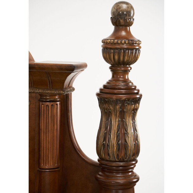 Eastern King Poster Bed  Classic Chestnut Finish villa valencia Collection By Michael Amini 72000EKP-55