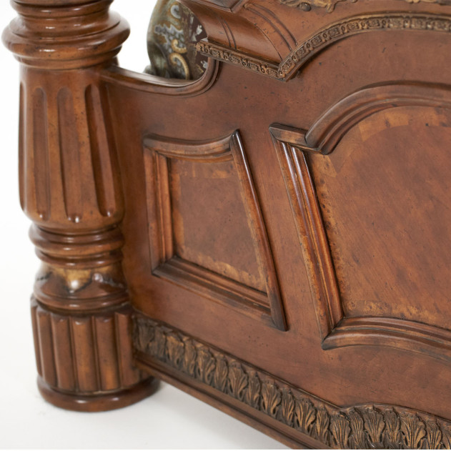 Eastern King Poster Bed  Classic Chestnut Finish villa valencia Collection By Michael Amini 72000EKP-55