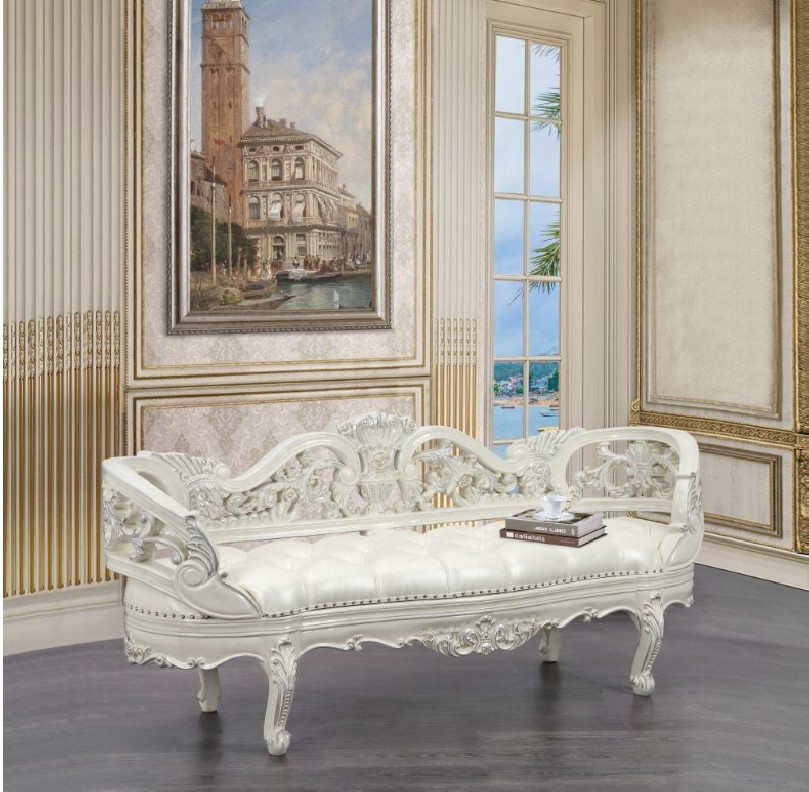 BD01253 Antique White Finish Bench Adara Collection By Acme Furniture