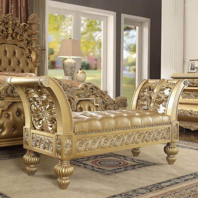 HD 8016 Bench Victorian Style Metallic Bright Gold By Homey Design