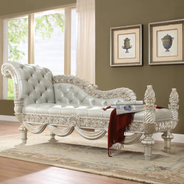 HD 8088 Bench Victorian Style Metallic Silver with gold highlights Finish By Homey Design