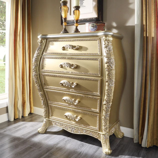 HD 1801 Chest Victorian Style Metallic Antique Gold Finish By Homey Design