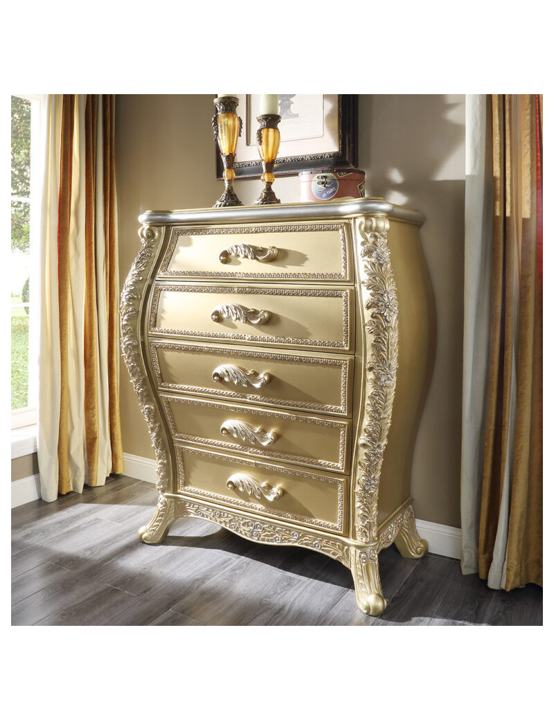 HD 1801 Chest Victorian Style Metallic Antique Gold Finish By Homey Design