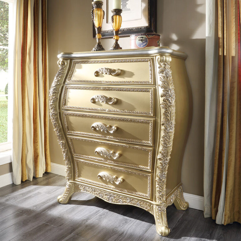 HD 1801 Chest Victorian Style Metallic Antique Gold Finish By Homey Design