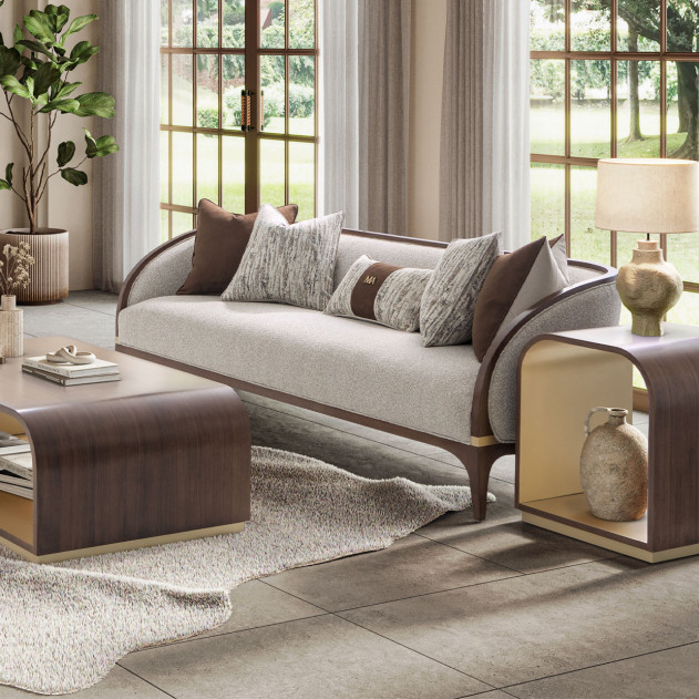 Sofa Walnut Finish Houston Collection by Michael Amini 9095815-PBL-416