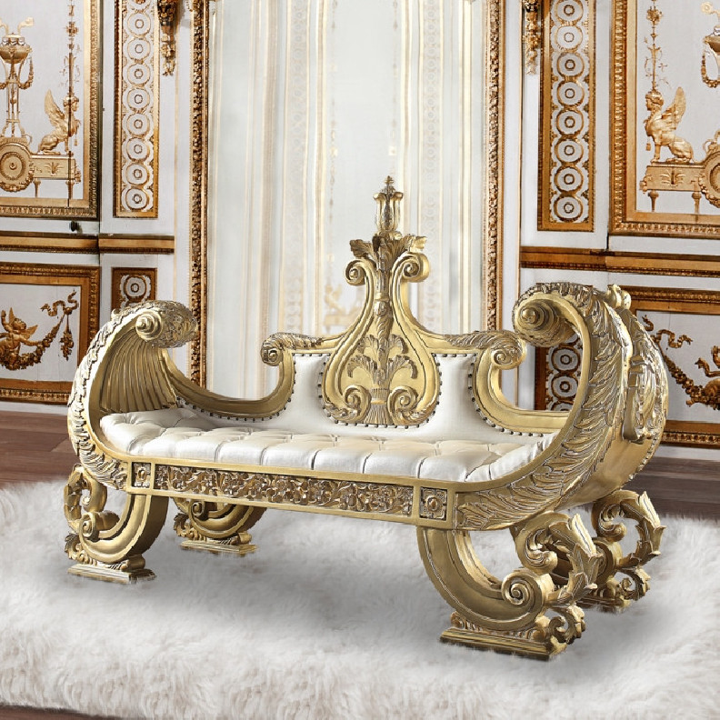 BD01480 Bench Gold Finish Victorian Style Bernadette Collection by Acme Furniture