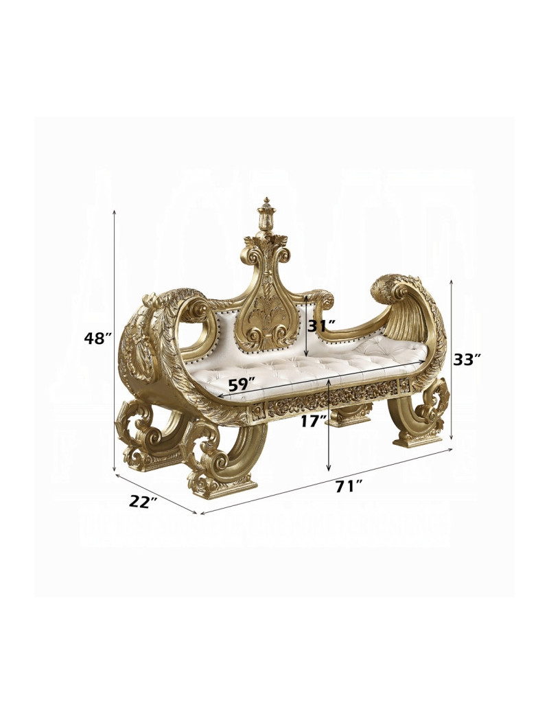 BD01480 Bench Gold Finish Victorian Style Bernadette Collection by Acme Furniture