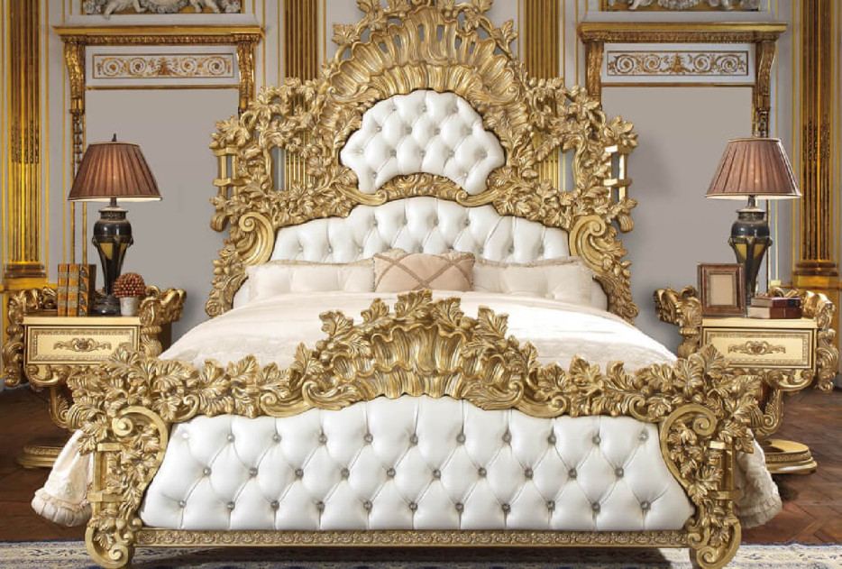 BD01474EK Victorian Style Eking Bed Set Metallic Gold Bernadette Collection by Acme Furniture