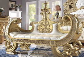 BD01474EK Victorian Style Eking Bed Set Metallic Gold Bernadette Collection by Acme Furniture