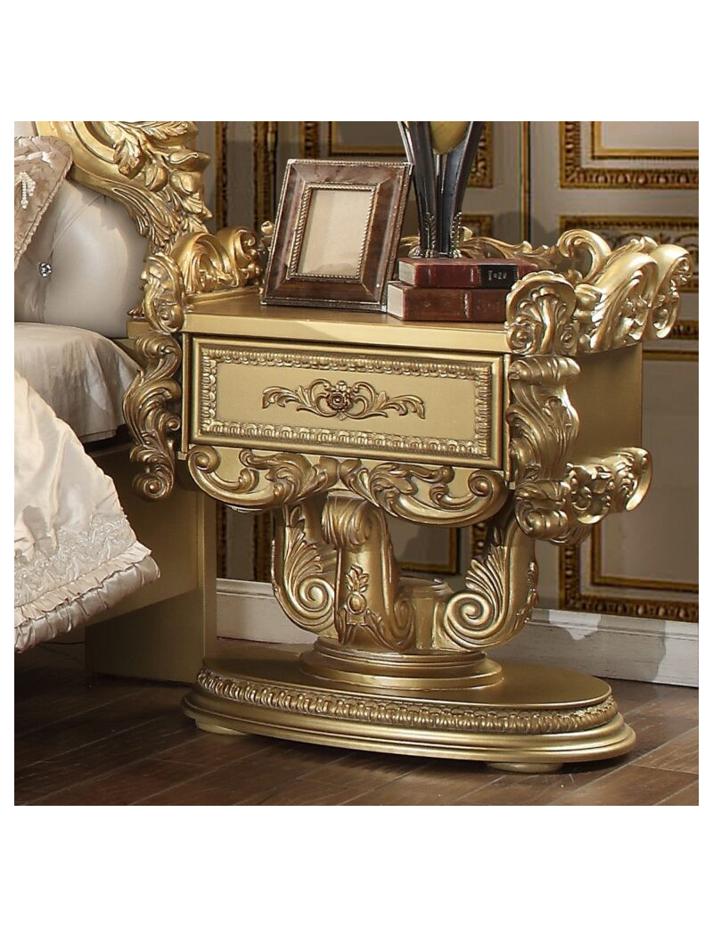 BD01475 Nightstand Gold Finish Victorian Style Bernadette Collection By Acme Furniture