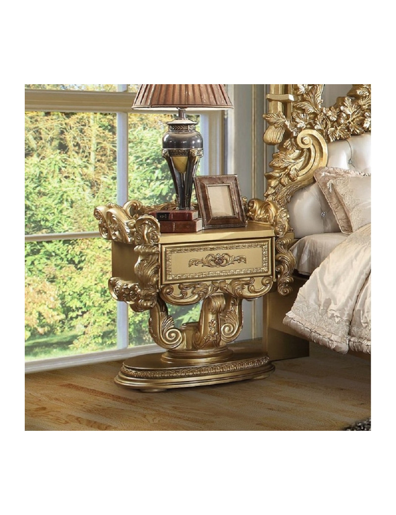 BD01475 Nightstand Gold Finish Victorian Style Bernadette Collection By Acme Furniture