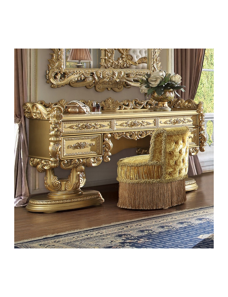 BD01477 Vanity Gold Finish Victorian Style  Bernadette Collection By Acme Furniture