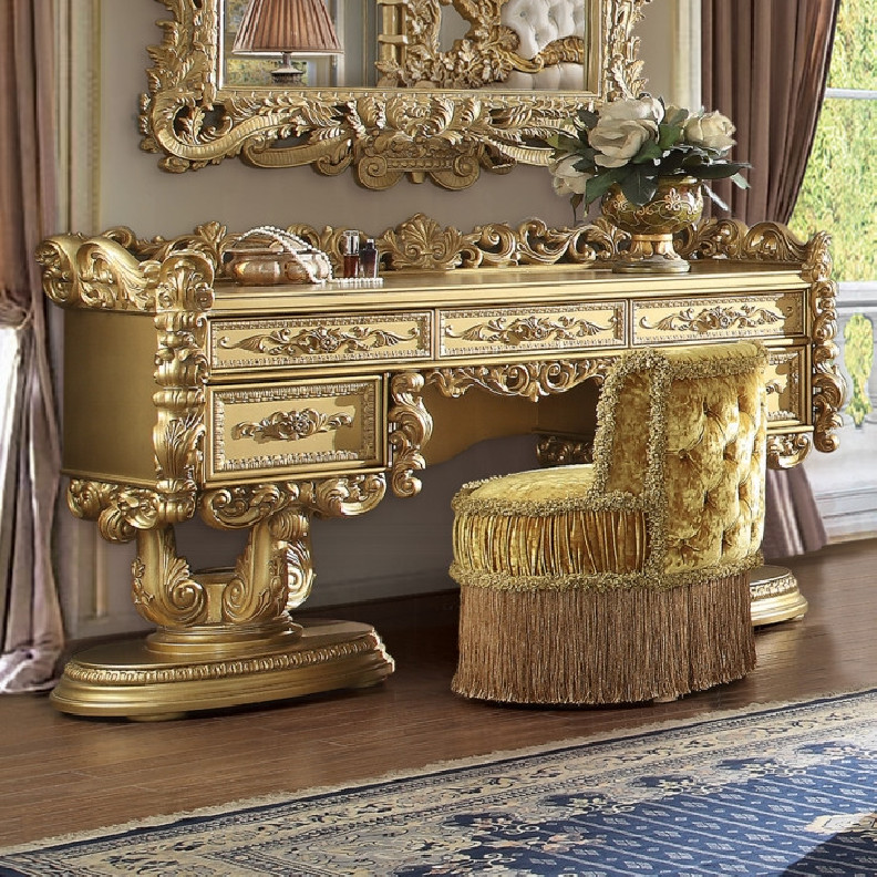 BD01477 Vanity Gold Finish Victorian Style  Bernadette Collection By Acme Furniture