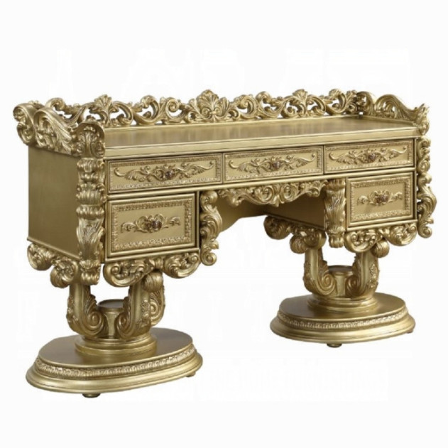 BD01477 Vanity Gold Finish Victorian Style  Bernadette Collection By Acme Furniture