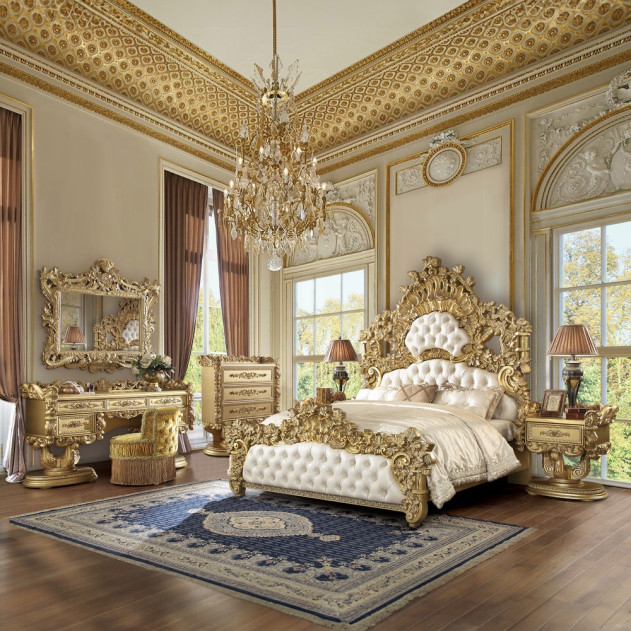 BD01477 Vanity Gold Finish Victorian Style  Bernadette Collection By Acme Furniture