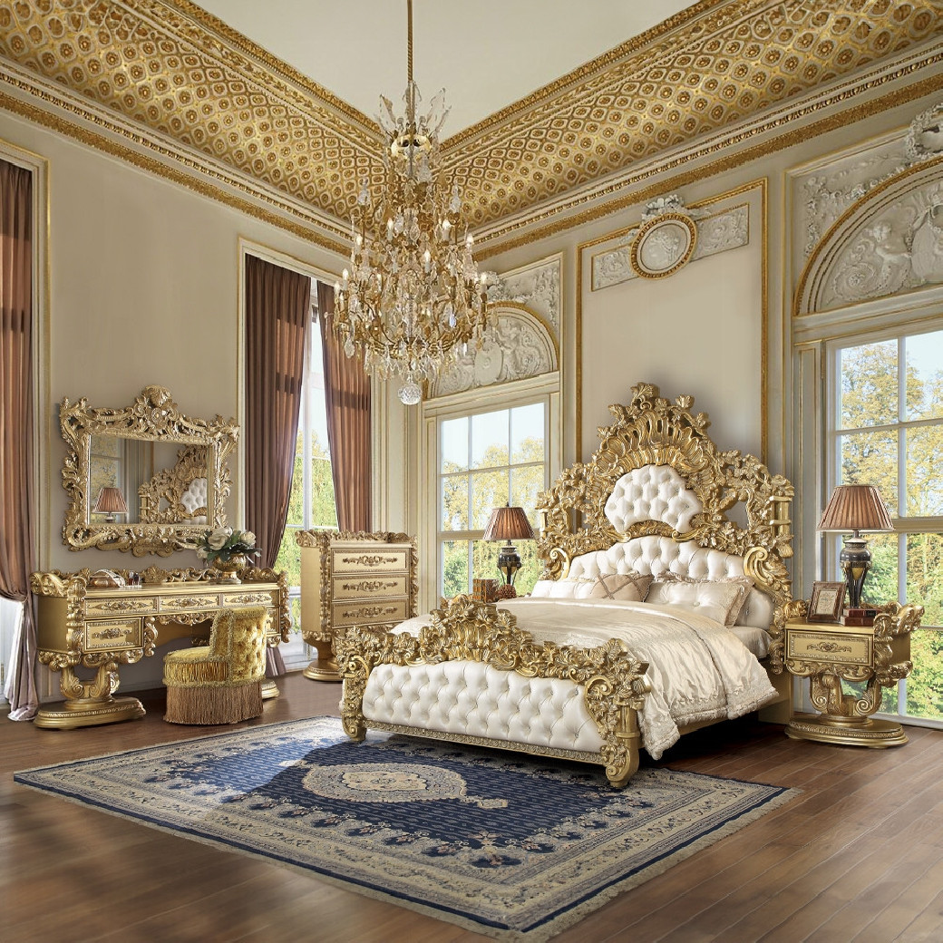 BD01477 Vanity Gold Finish Victorian Style  Bernadette Collection By Acme Furniture