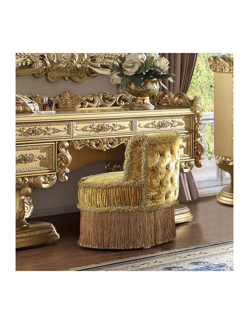 BD01478 Vanity Stool Gold Finish Victorian Style Bernadette Collection By Acme Furniture